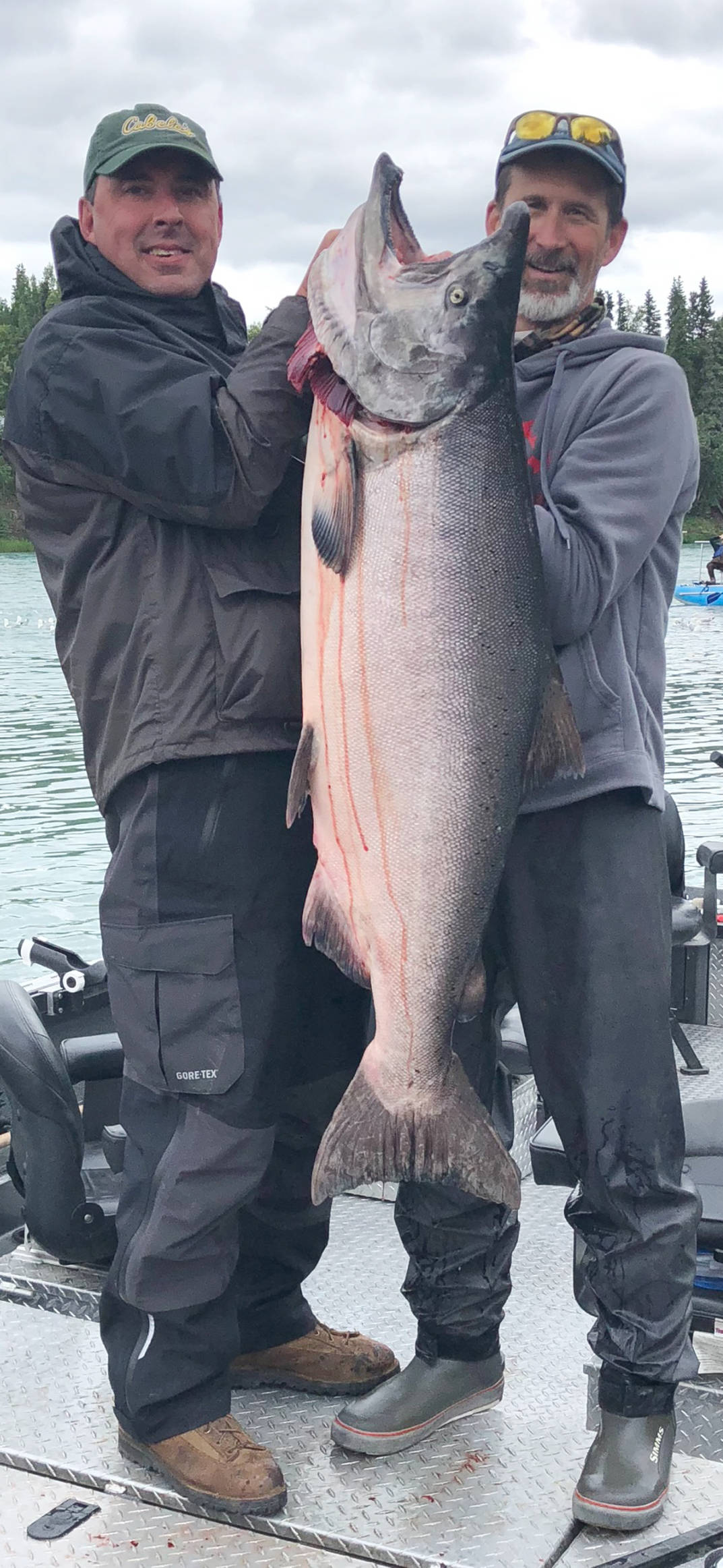 This photo shows an approximately 70-pound king caught on the Kenai River by Troy Grote of Aberdeen, South Dakota, on Saturday, July 14, 2018. The fish measured 51 1/2 inches in length and 31 1/2 inches in girth. (Photo coutesy Joe Johnson)