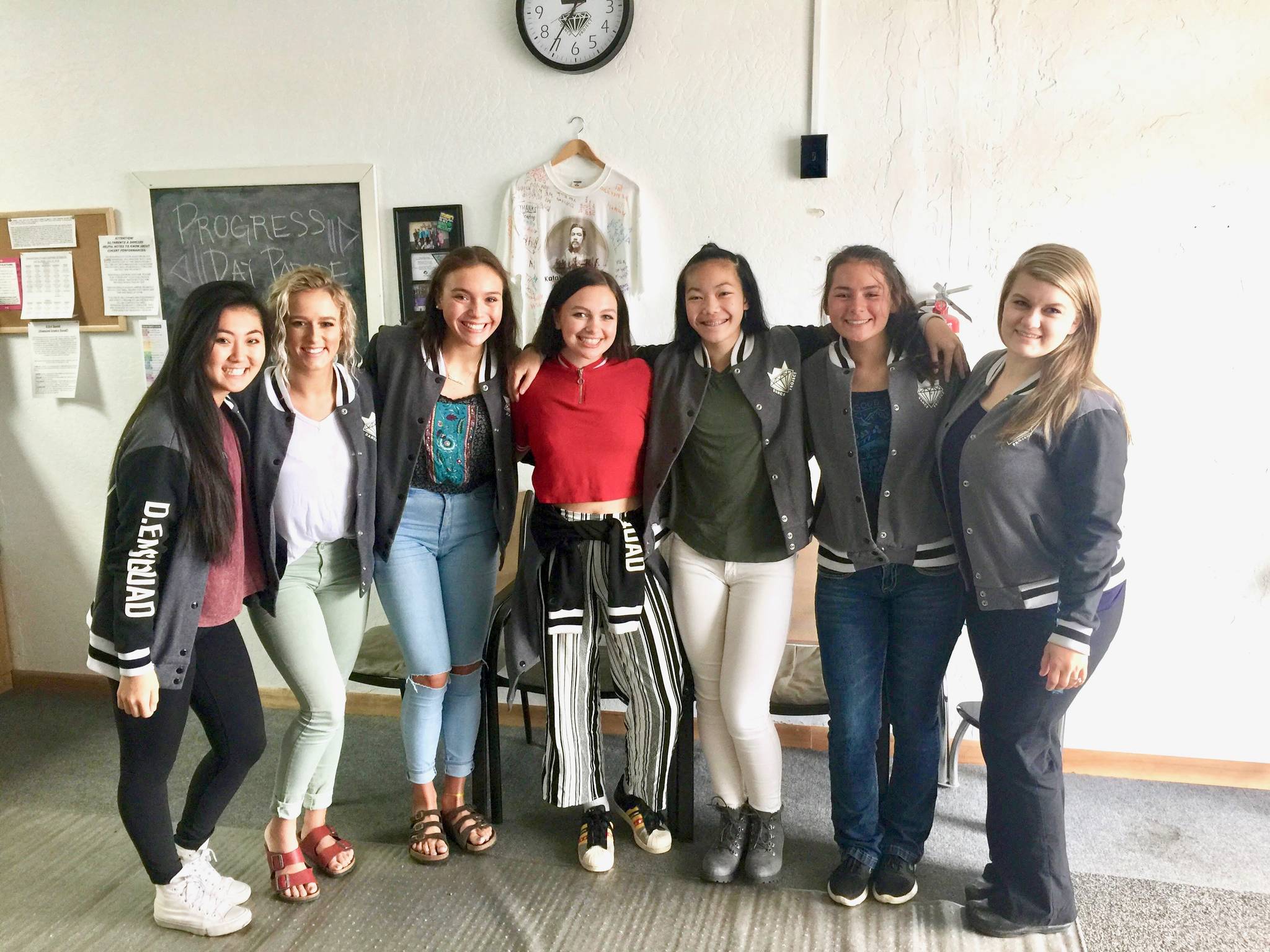 The seven dancers, Caroline Cho, Rylee Downs, Autianna Spann, Shanna Anderson, Ysabelle Soyangco, Siobhan Dempsey and Shelby Anglebrandt get ready for their trip to Akita, Japan on Wednesday, July 25, 2018, near Kenai, Alaska. (Photo by Victoria Petersen/Peninsula Clarion)