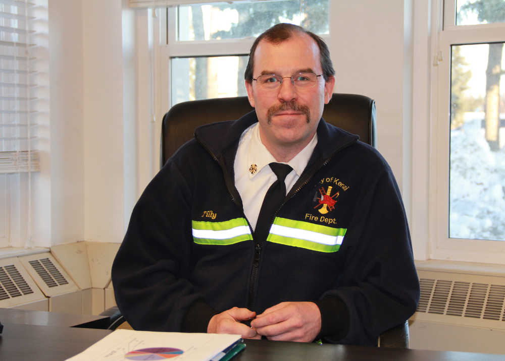 Photo by Dan Balmer Peninsula Clarion Kenai Fire Chief Mike Tilly is retiring after 23 years of service to the City of Kenai. On Wednesday the department held a retirement party and presented Tilly with an achievement award. His last day is Friday.