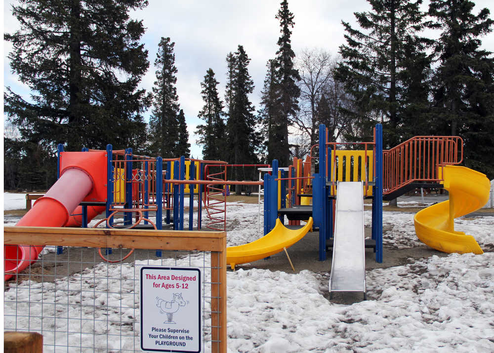 Photo by Dan Balmer/Peninsula Clarion Playground at Municipal Park on South Forest Drive in Kenai. The City of Kenai Parks and Recreation Commission have made Municipal Park their number one priority for upgrades and plan to install playground equipment for children ages 2-5 later this summer.