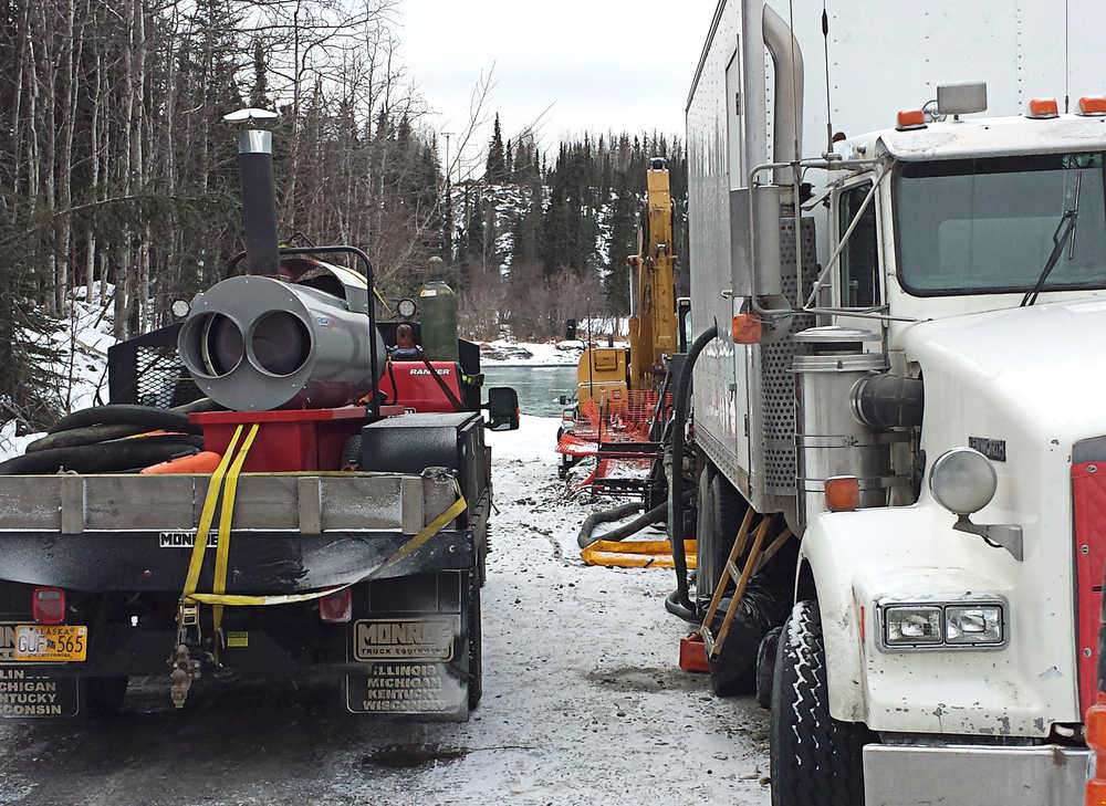 Contributed Photo: ENSTAR ENSTAR equipment sits near the Kenai River Thursday March 6, 2014 where the company is working to drill beneath the river and connect residents inFunny River to a natural gas line in Sterling.