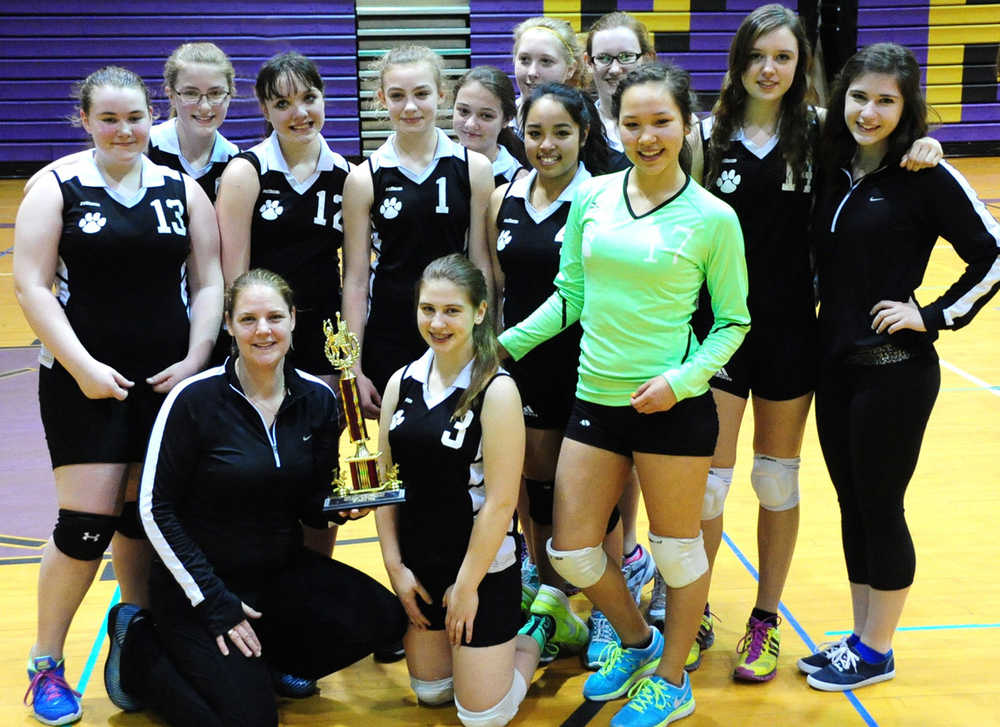 (Standing left to right) Samantha Perry, Jamie Yerkes, Hope Burleson, Bethany Carstens, Emma Wik, Skylar Freeman, Kaitlyn Dela Kruz, Melanie Sexton, Deidra Lamping, Verity Feltman, Student Coach Lauren O'Brien. (Front row ) Coach Breta Brown, Kelsey Clark