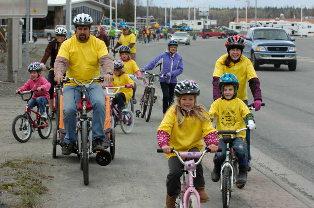 Clarion file photoIn this May 12, 2012 file photo bicycle riders participate in a group ride Saturday through Soldotna during bike safety day. The event was an opportunity for youth and adults to learn about safe riding and to share a fun ride through town.