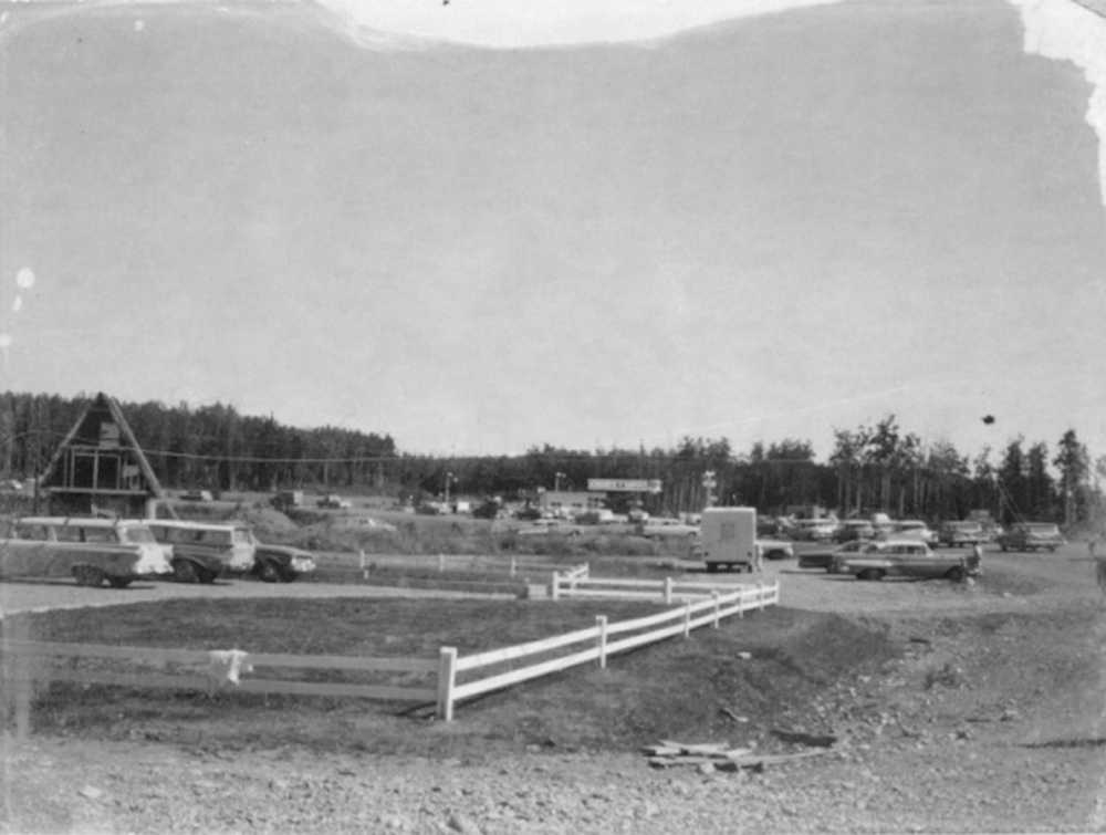 Contributed photo KPC Photo Archive This Cheechako News photo of Soldotna shows several relatively undamaged buildings and one - an unfurnished A-frame - which was one of the few structures damaged by the 1964 earthquake.