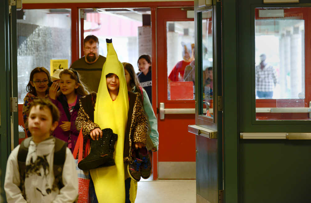 Photo by Rashah McChesney/Peninsula Clarion  Students at Mt. View Elementary school dressed up for "Character Day" Wednesday April 17, 2014 in Kenai, Alaska.