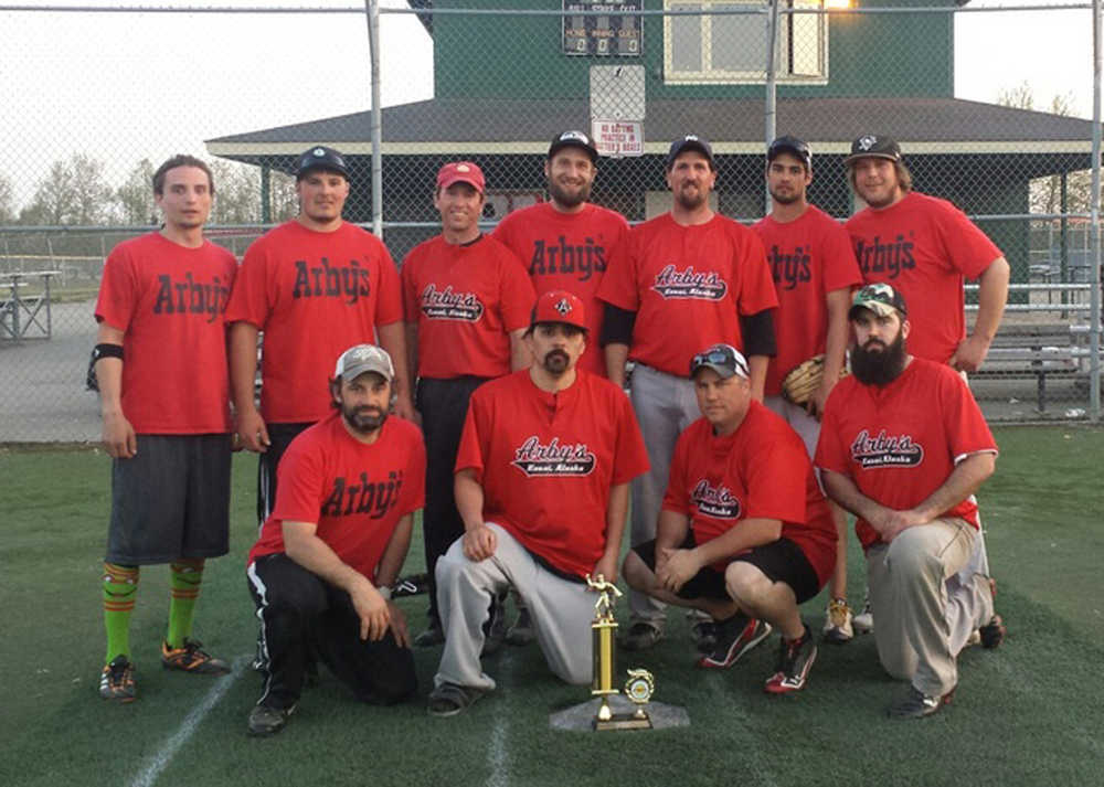 Submitted photo The Arby's team won the Anchorage Invitational softball tournament on May 10. Pictured are back row, Lucas Mese, Seth Nelson, Mike Navarre, Lane Backstrom, Tommy Brown, Zayan Aberkane, Steven Taylor; front row, Nate Jester, Eric Trevino, James Clark and Kirby Houchin.