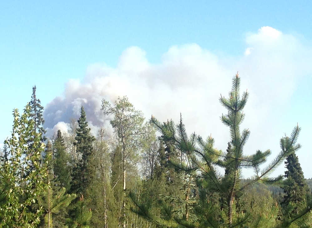 Photo courtesy Alaska Division of Forestry This Division of Forestry photo shows smoke from the Funny River Horse Trail fire Monday evening.