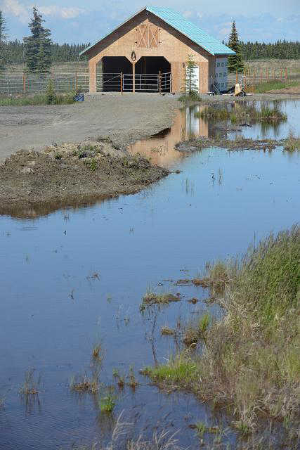 Photo by Rashah McChesney/Peninsula Clarion  Water encroaches on a horse barn Wedneday July 2, 2014 on Buoy Avenue near the Kalifonsky Meadow Subdivision in Kenai, Alaska. Several homes in the neighborhood have been struggling with groundwater flooding issues since October 2013. ,Photo by Rashah McChesney/Peninsula Clarion  Water encroaches on a horse barn Wedneday July 2, 2014 on Buoy Avenue near the Kalifonsky Meadow Subdivision in Kenai, Alaska. Several homes in the neighborhood have been struggling with groundwater flooding issues since October 2013.
