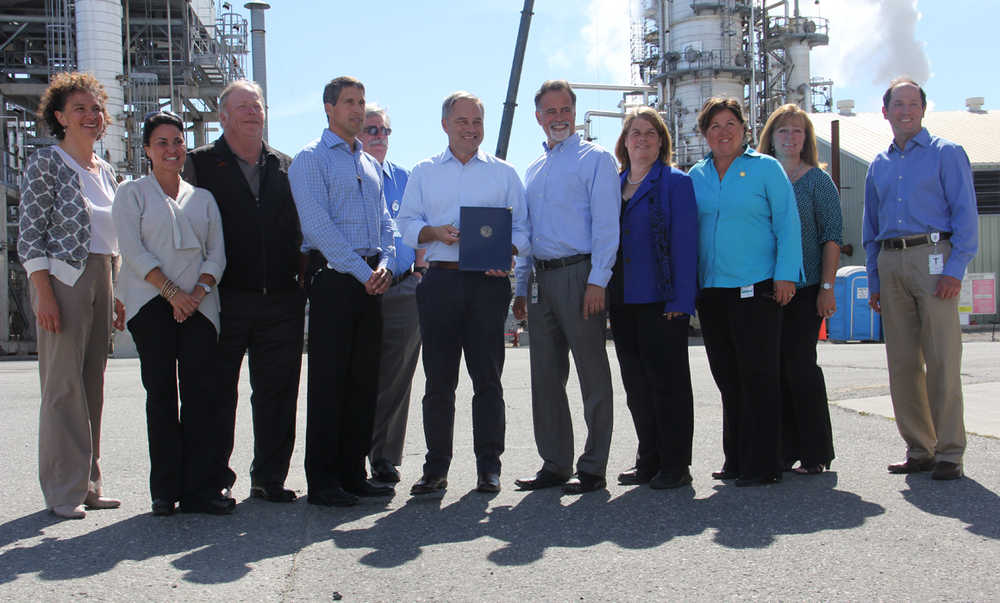 Governor Parnell tours Tesoro's new processing control room and signs bills