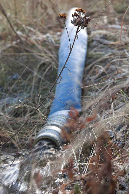 Photo by Rashah McChesney/Peninsula Clarion  A pump diverts water from an overflowing drainage ditch into another, shallower one near Kalgin Dr. in the Kalifornsky Beach area. ,Photo by Rashah McChesney/Peninsula Clarion  A pump diverts water from an overflowing drainage ditch into another, shallower one near Kalgin Dr. in the Kalifornsky Beach area.