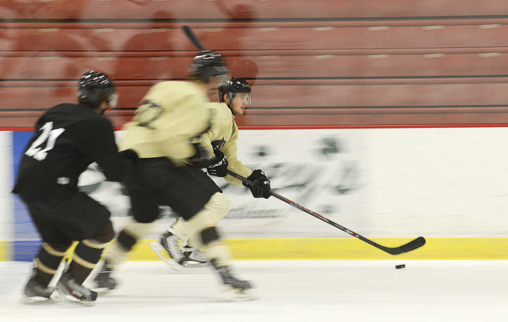 Photo by Rashah McChesney/Peninsula Clarion The Kenai River Brown Bears practice in advance of their season opening game Thursday September 11, 2014 in Soldotna, Alaska.