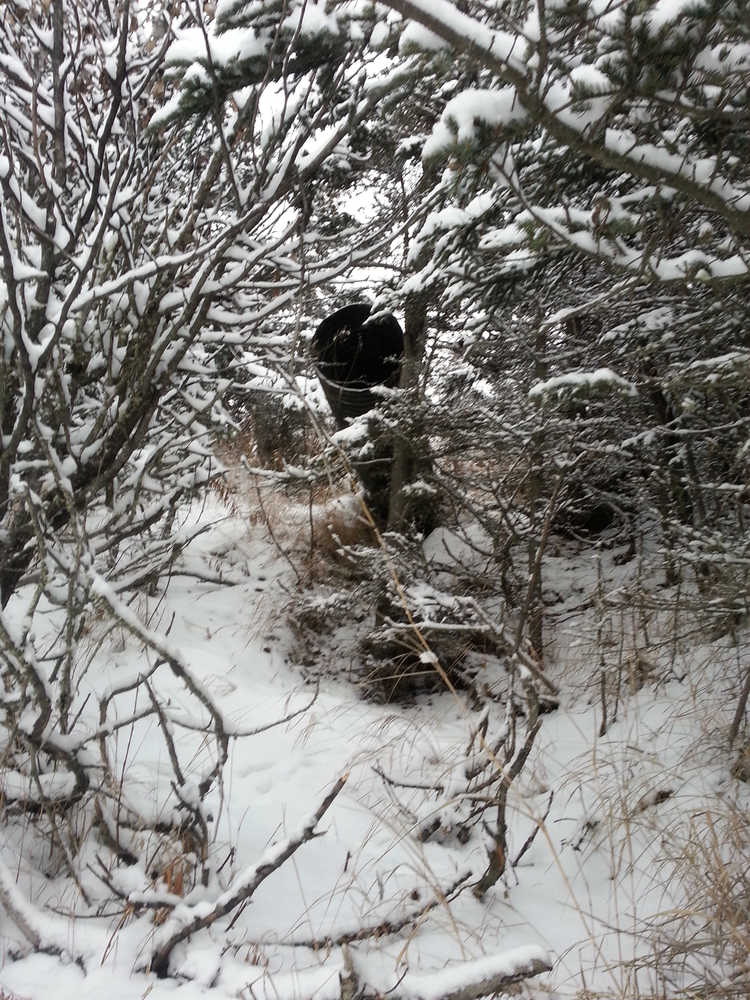 Photo by Dan Balmer/Peninsula Clarion This culvert that drains retention water into the Cook Inlet (pictured Monday) is located on the 1.84-acre borough owned property at Mile 12.1 Kalifornsky Beach Road. The borough assembly postponed an ordinance that would have deeded the property to Paula and Timothy Keohane in exchange for 4.3-acres on Karluk Avenue to be used for drainage purposes.