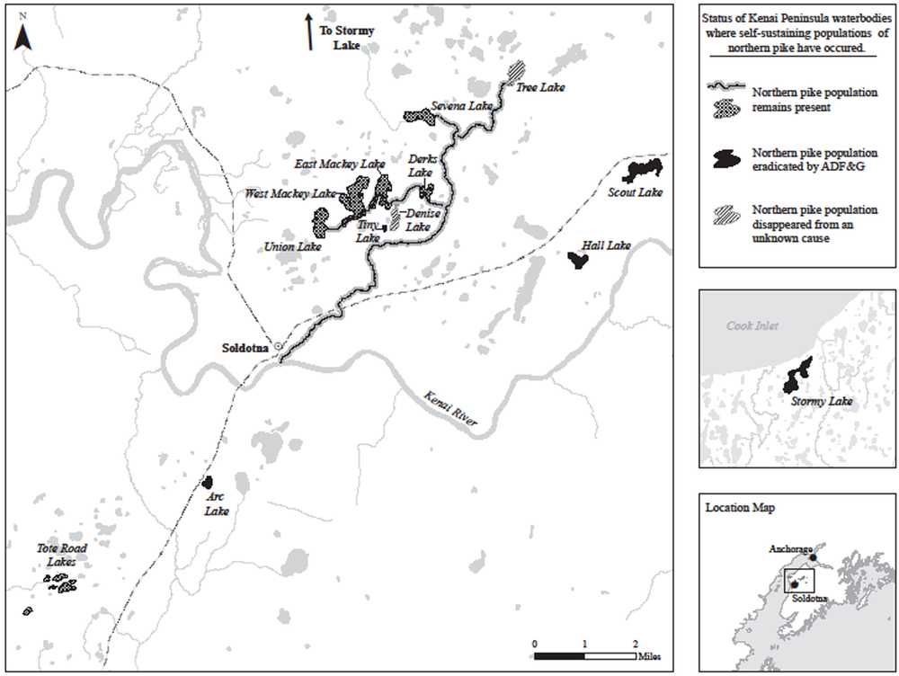 Northern pike distribution on the Kenai Peninsula.