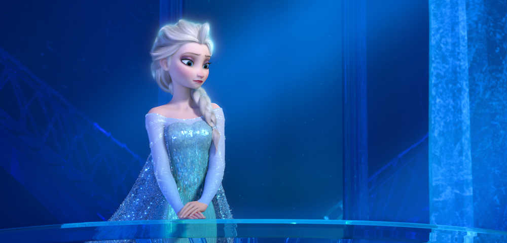 This image provided by Disney shows a teenage Elsa the Snow Queen, voiced by Idina Menzel, in a scene from the animated feature "Frozen." Although the animated film opened late in 2013, the story of Elsa, Anna, Olaf, Kristoff and Sven easily outpaced other vote-getters like "Sherlock" star Benedict Cumberbatch, TV guru Shonda Rimes, musicians Beyonce and Pharrell Williams for entertainer of the year. "Frozen" has earned Disney more than $1.27 billion at the box office worldwide, becoming the most successful animated movie of all time. Its signature song "Let It Go" won an Oscar and a national touring live version on ice has been a huge draw. (AP Photo/Disney)