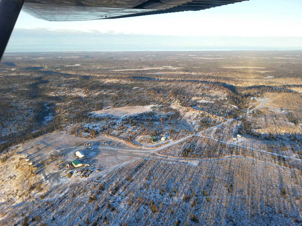 This photo taken Saturday shows the lack of snow around Freddie's Roadhouse in the Caribou Hills, one of the T200 Sled Dog Race checkpoints. The race has been postponed until Feb. 21.