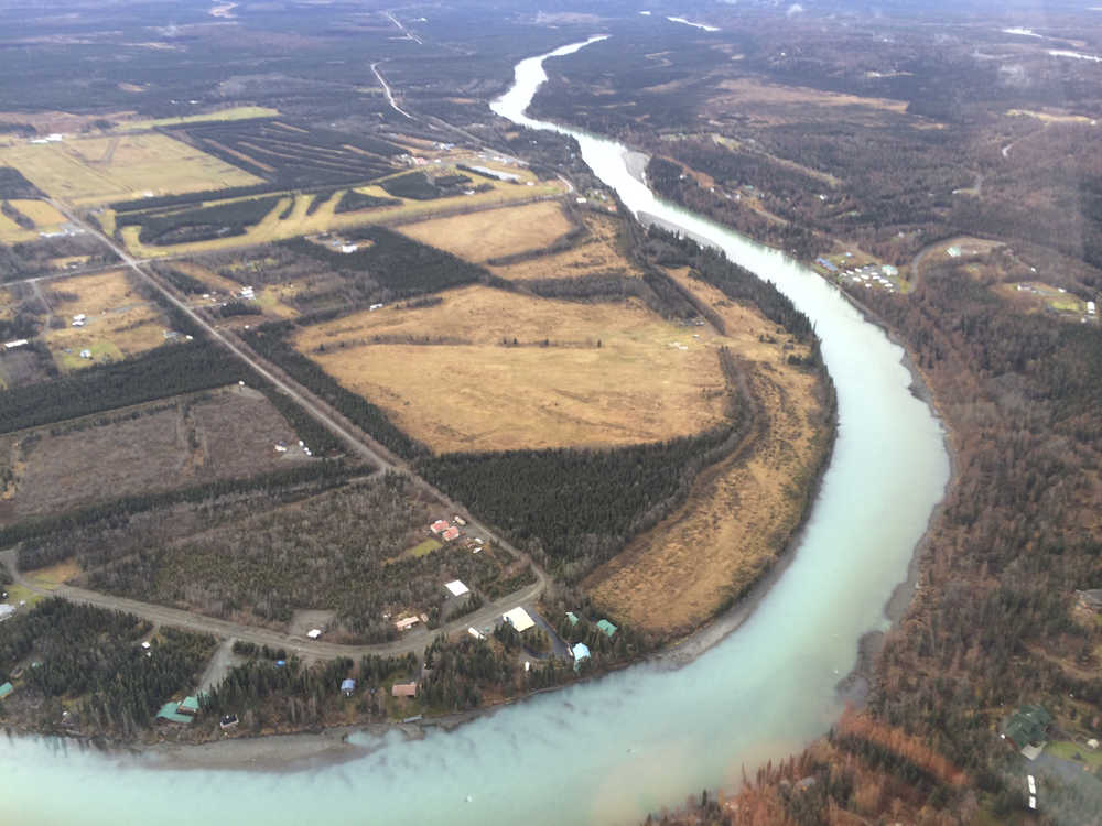 Contributed photo by Jack Blackwell This aerial photo of the River Ranch property, the large cleared area near the center of the frame, shows the area being considered for changes and a potential access area to the Kenai River along Funny River Road.