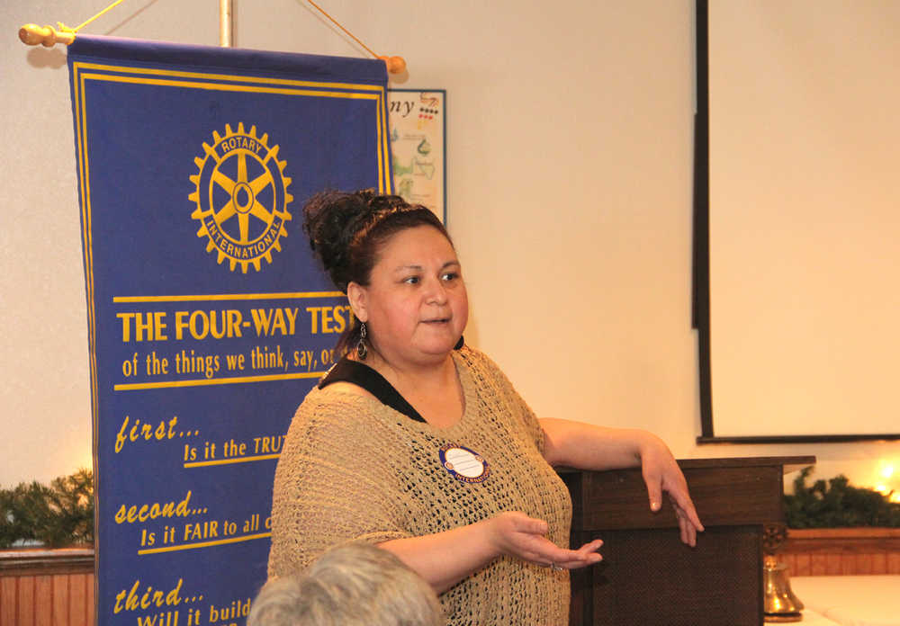 Tina Wegener addresses Soldotna Rotary on Affordable Healthcare Act.