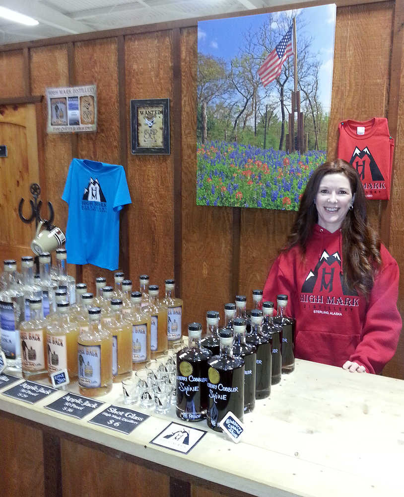 Photo by Dan Balmer/Peninsula Clarion High Mark Distillery owner Felicia Keith-Jones stands in her tasting room Jan. 19, 2015 in Sterling. High Mark Distillery was named 2014 small business of the year by the Soldotna Chamber of Commerce. Keith-Jones plans to open a second tasting room in Soldotna sometime in last February or early March.