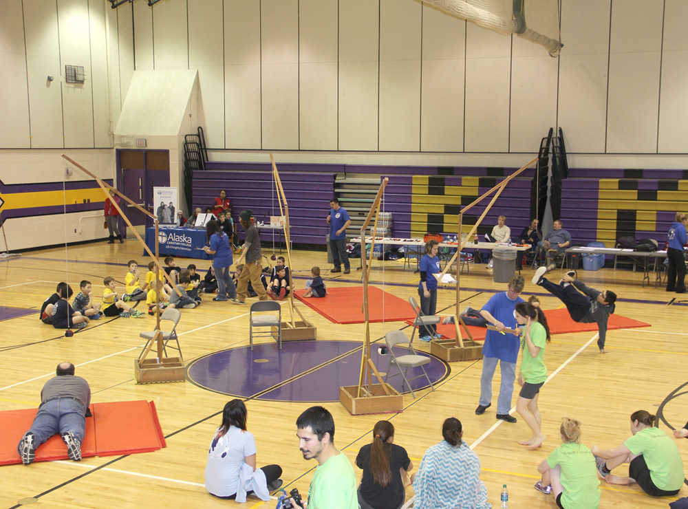 Native Youth Olympics "Kick Off" Winter Games at Kenai Middle School.