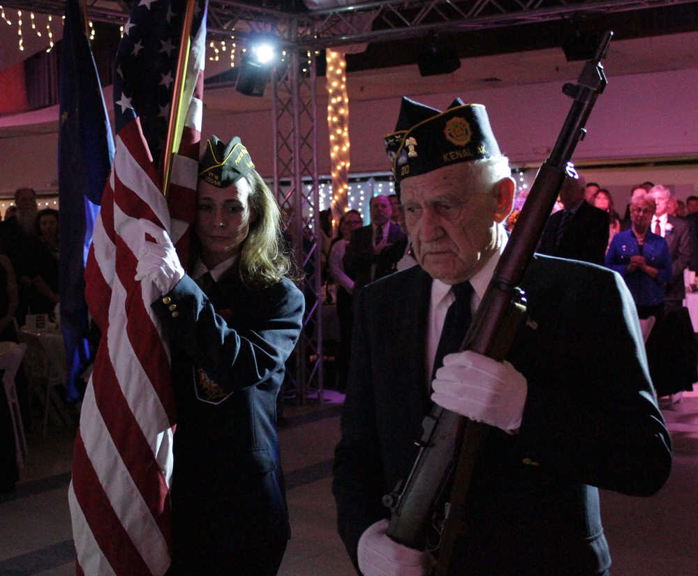 The color guard at the inaugural ball in Kenai Friday. (Photo by Caleb Kuehn)