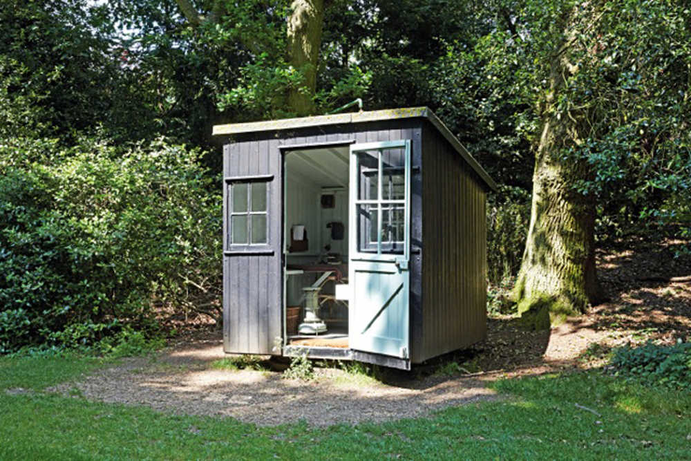 This undated photo provided by Frances Lincoln Ltd. from the book "The Writer's Garden," shows George Bernard Shaw's sophisticated yet modest-looking writer's hut where he wrote most of his plays at Shaw's Corner his rural retreat at Ayot Saint Lawrence, Hertfordshire, in the U.K. The hut was built on a turntable so the playwright could turn it to take advantage of the natural light. The property is managed now by the National Trust which around the time of his birthday each year airs performances of his plays in the garden. (AP Photo/Frances Lincoln Ltd., Richard Hanson)