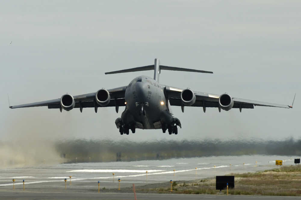 Clarion file photo In this June 23, 2010 file photo a C-17 from Joint Base Elmendorf-Richardson does a touch and go landing at Kenai Municipal Airport earlier this year.