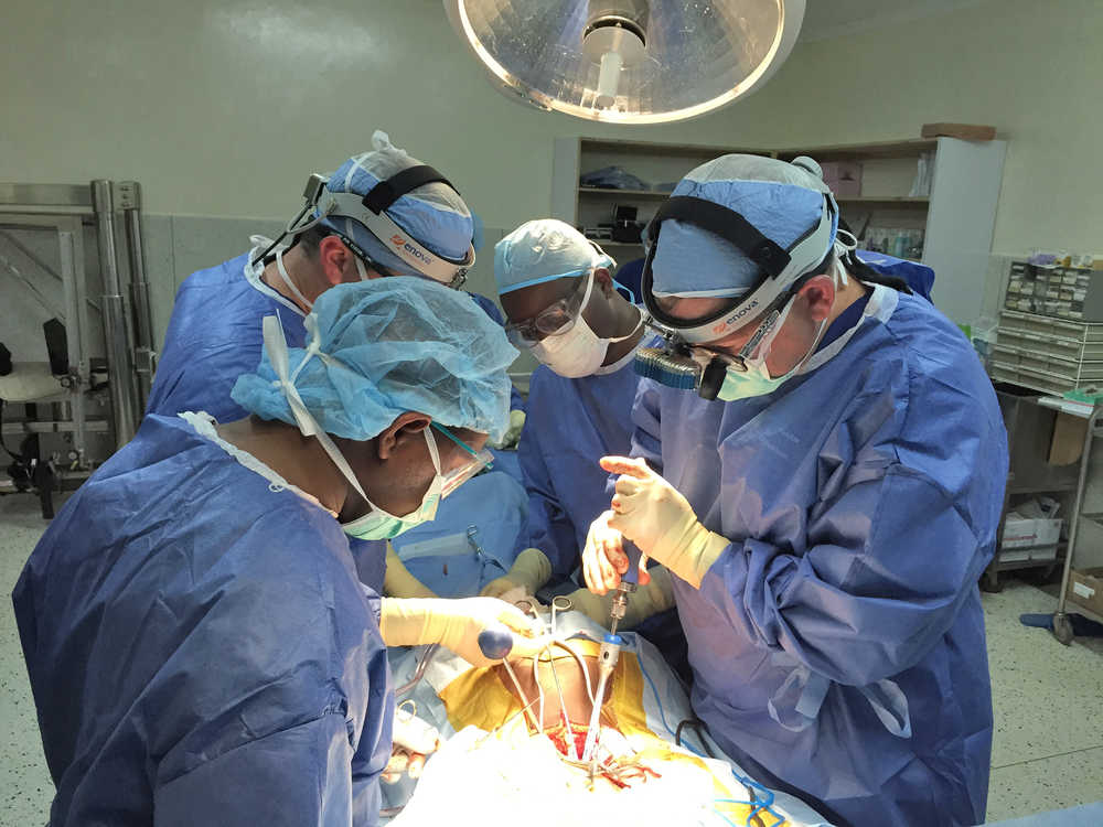 Photo courtesy Craig Humphries Dr. Craig Humphries performs spinal surgery on a patient in January of 2015 at the Care International Hospital in Kijabe, Kenya.