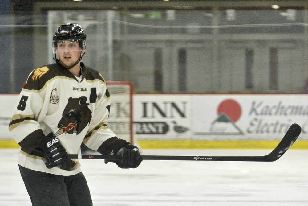 Photo by Rashah McChesney/Peninsula Clarion  Gustav Berglund during a game against Minot on Oct. 4, 2014 in Soldotna, Alaska.