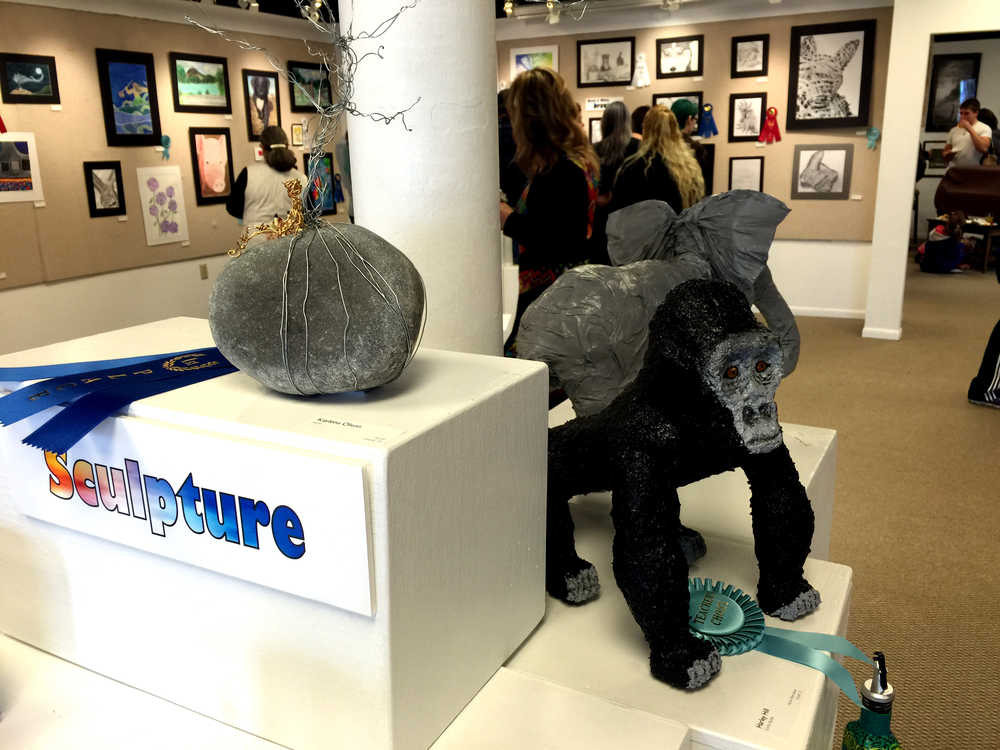 By Ian Foley/Peninsula Clarion Sculptures from the high school division are displayed at the Kenai Arts Guild on Thursday, April 2 in Kenai.