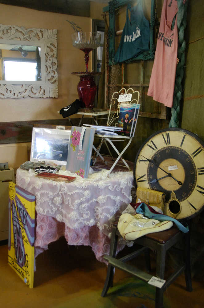 Photo by Megan Pacer/Peninsula Clarion Local artist Sue Mann, of Soldotna, designs clothing and repurposes furniture to sell in her new shop, Artzy Junk, on Wednesday in Soldotna.