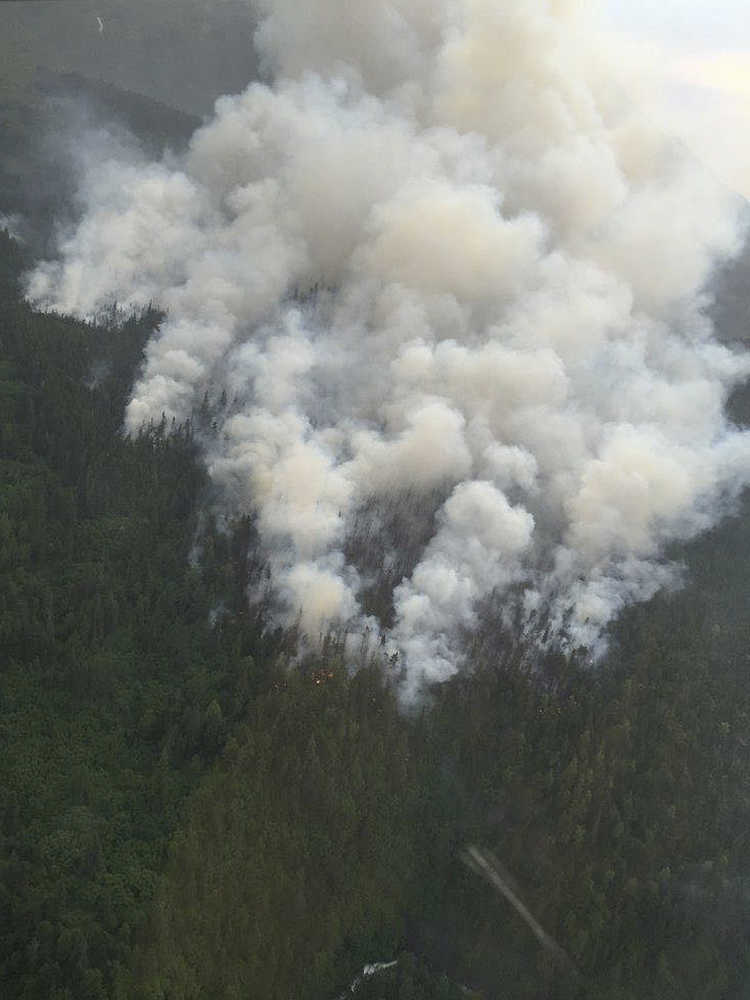 Photo courtesy/Alaska Division of Forestry A remote wildfire at Russian Lake is believed to have kindled from a lightning blast on Tuesday June 16, 2015 near Cooper Landing, Alaska.