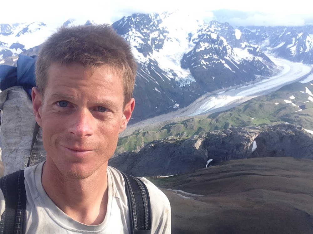 A self portrait shows Josh Mumm hiking on a ridge near the Yentan River. (Photo courtesy Josh Mumm via the Homer News)