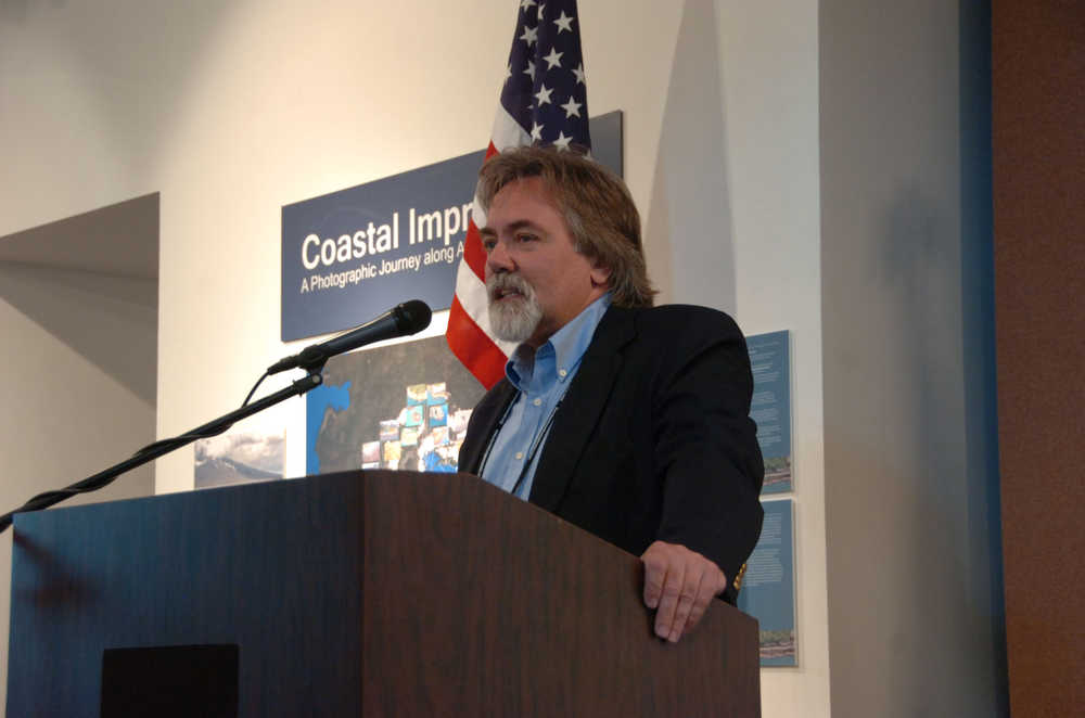 Photo by Megan Pacer/Peninsula Clarion Alaska Department of Revenue Commissioner Randall Hoffbeck addresses Kenai and Soldotna residents during a chamber luncheon focused on state sustainability on Tuesday afternoon at the Kenai Chamber of Commerce and Visitor Center in Kenai, Alaska.