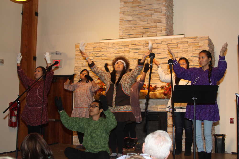 ACC Native dance group performs cultural dances at NHCC banquet.