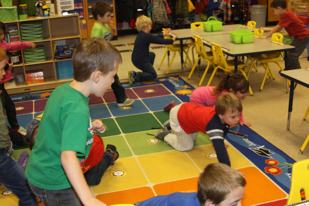 Kindergarten gets interrupted by an announcement of the Great Shake Out.