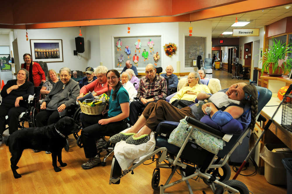 The residents of Heritage Place in Soldotna hand-sewed blankets and catnip-stuffed toys to donate to the Soldotna Animal Shelter. They presented them to Amanda Alaniz, the assistant animal control officer for the city, on Friday.