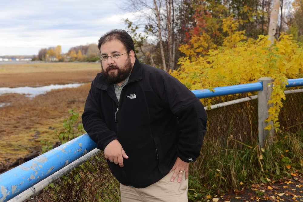 ADVANCE FOR WEEKEND EDITIONS, NOV. 28-29 - In this photo taken, Oct. 8, 2015, Aaron Leggett poses along the Tony Knowles Coastal Trail near Westchester Lagoon in Anchorage, Alaska. In the past decade, Leggett has emerged as one of the leading voices for the recognition and restoration of indigenous names. Place names "remind people that not long ago, Anchorage was a Dena'ina fish camp and that the Dena'ina people are still here," he said. (Erik Hill(/Alaska Dispatch News via AP)  KTUU-TV OUT; KTVA-TV OUT; THE MAT-SU VALLEY FRONTIERSMAN OUT; MANDATORY CREDIT