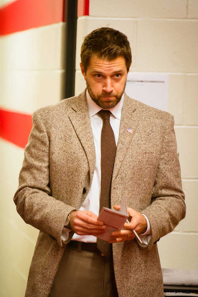 Photo provided by Fighting Saints Former Brown Bears head coach Oliver David prepares to take the bench as an associate head coach for the Dubuque (Iowa) Fighting Saints of the United States Hockey League earlier this season.