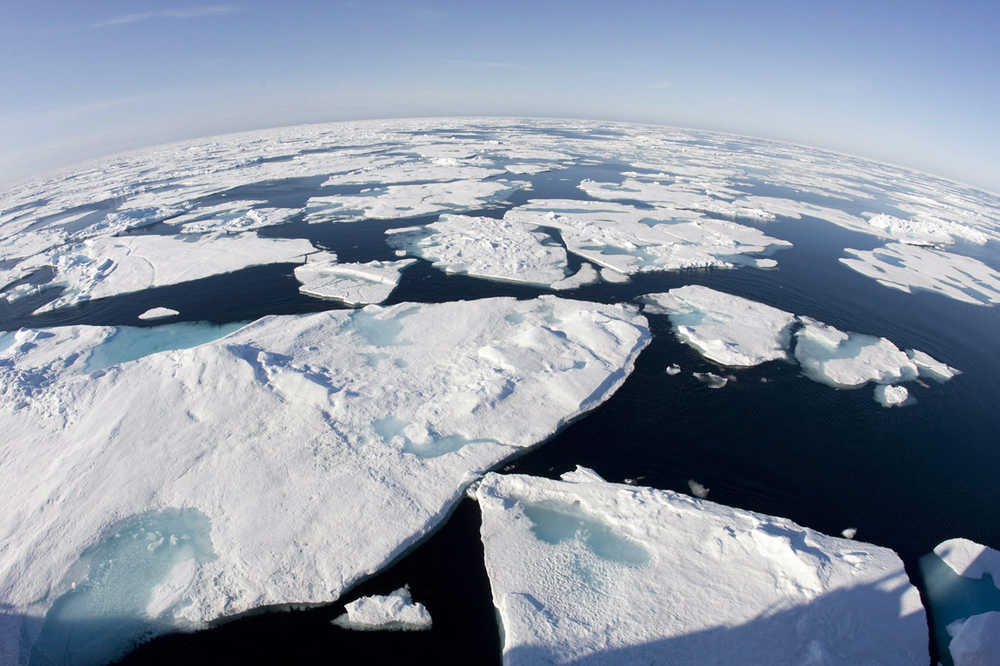 This July 10, 2008 file photo made with a fisheye lens shows ice floes in Baffin Bay above the Arctic Circle, seen from the Canadian Coast Guard icebreaker Louis S. St-Laurent. In the annual Arctic Report Card, released Tuesday, Dec. 15, 2015 by the National Oceanic and Atmospheric Administration, a record emerged for sea ice, which appears when Arctic Ocean water freezes. When its extent peaked for the year in February 2015, it was the lowest maximum coverage since records began in 1979. Scientists had previously announced that the minimum extent, reached in September 2015, was the fourth lowest on record. (AP Photo/The Canadian Press, Jonathan Hayward)