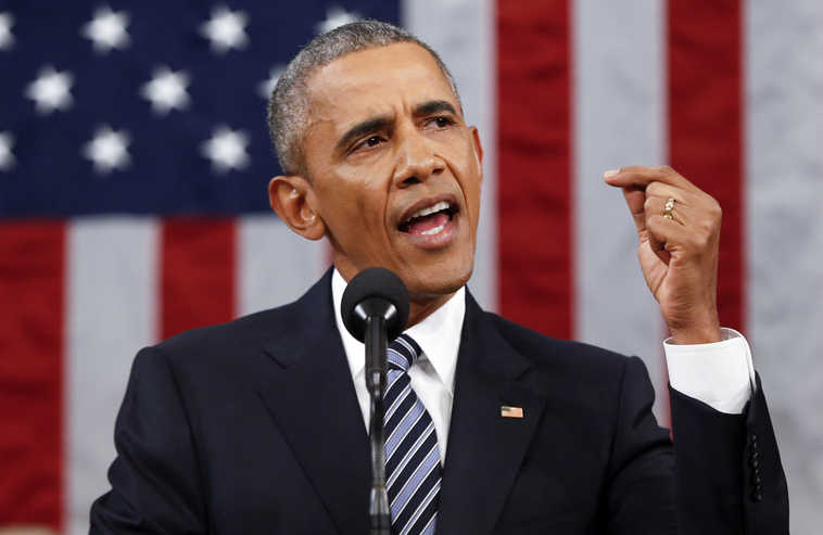 President Barack Obama delivers his State of the Union address before a joint session of Congress on Capitol Hill in Washington, Tuesday, Jan. 12, 2016. (AP Photo/Evan Vucci, Pool)