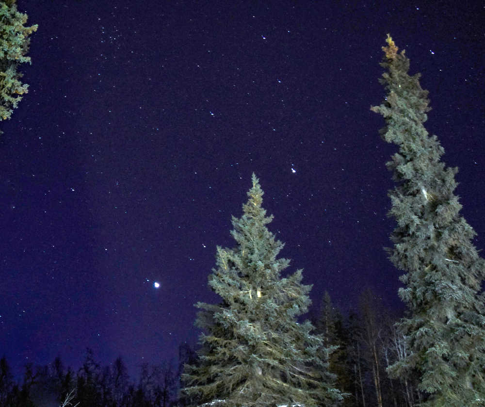Starry, starry nights over the Kenai National Wildlife Refuge headquarters on Ski Hill Road on Nov. 17. Note how bright Venus is in the lower left. (Photo by Rebecca Uta)