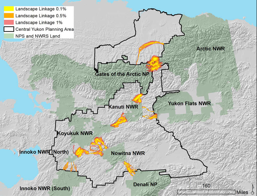 Potential landscape linkages between National Parks and National Wildlife Refuges in northern Alaska identified using an analysis of geodiversity. (Graphic by Dawn Magnesss, Kenai National Wildlife Refuge)