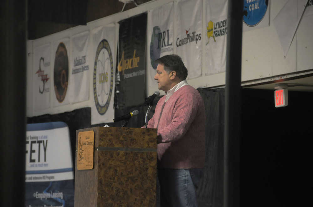 Photo by Elizabeth Earl/Peninsula Clarion Seldovia City Manager Tim Dillon presented an update on the city at the annual Industry Outlook Forum at the Old Carr's Mall in Kenai Thursday. Dillon, who has managed Seldovia for more than 7 years, is planning to retire in March.