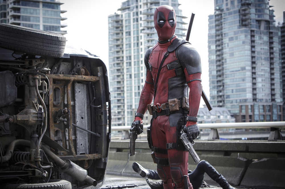 This image released by Twentieth Century Fox shows Ryan Reyonlds in a scene from "Deadpool." (Joe Lederer/Twentieth Century Fox Film Corp. via AP)