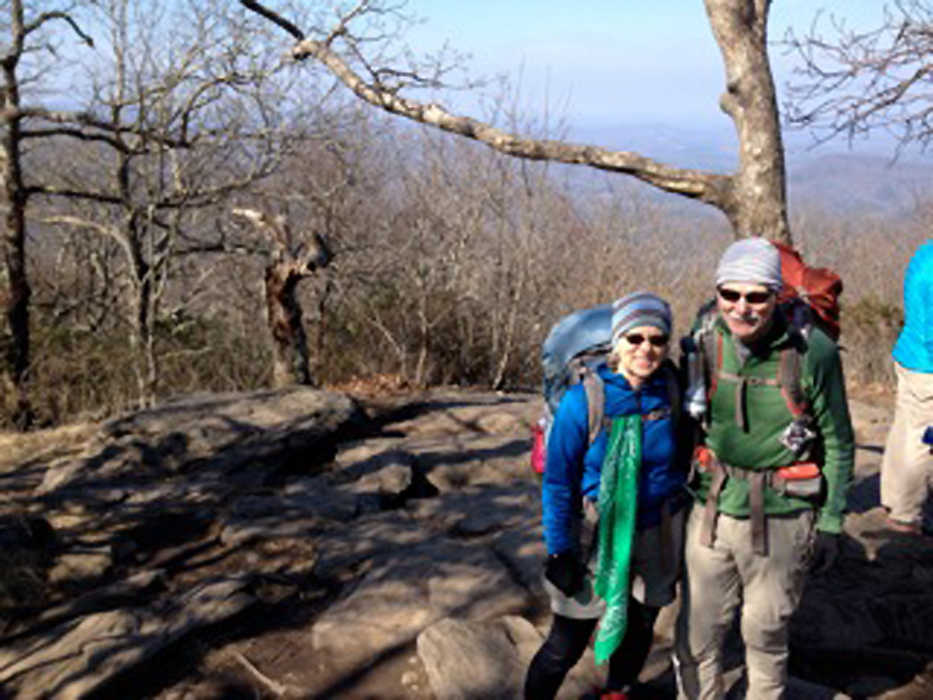 Mary and Tom Rhyner start their Appalachian Trail hike at Springer Mountain in Georgia on March 9, 2014. (Photo courtesy Tom and Mary Rhyner)