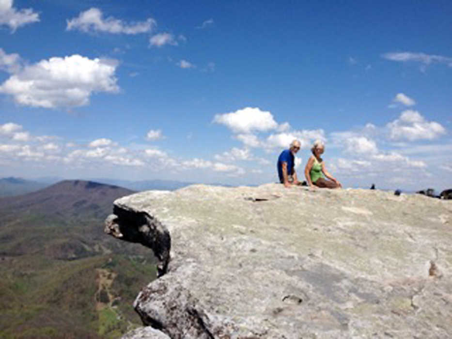 The Rhyners enjoy the view from McAfee Knob in Virginia in the spring of 2014. (Photo courtesy Tom and Mary Rhyner)
