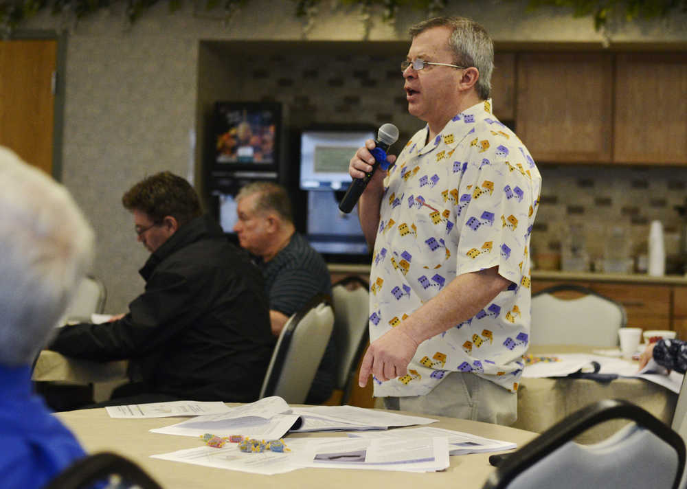 Kenai city council member Tim Navarre speaks to Kenai government members, employees, and 3 citizens during Kenia's first townhall meeting on its comprehensive plan revision on Saturday, March 26 at the Kenai Senior Center.