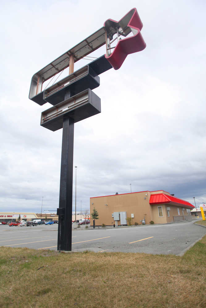 Photo by Kelly Sullivan/ Peninsula Clarion All logos have been taken off the shuttered Carl's Jr. building Monday, April 25, 2016, in Kenai, Alaska.