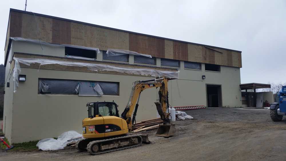 Photo courtesy Alan Haskins Susan B. English Principal Alan Haskins photographed the reconstruction process, which is roughly halfway to completion, taking place on the school's shop that was ravaged by a fire in 2014 on Thursday, April 28, 2016, in Seldovia, Alaska.