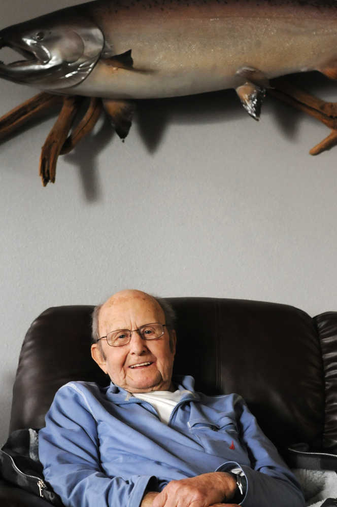 Photo by Elizabeth Earl/Peninsula Clarion Clyde Mullican, 91, homesteaded on Sevena Lake for many years before moving into Soldotna. He helped biologists from the Alaska Department of Fish and Game control the population of invasive northern pike in Sevena Lake for years.